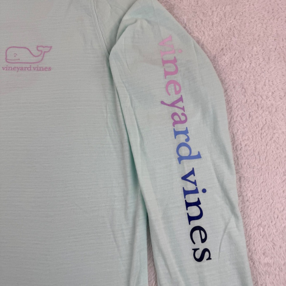 Vineyard Vines Hoodie Womens Large Mint Green Long Sleeve Slub Cotton Whale Logo - Picture 3 of 12